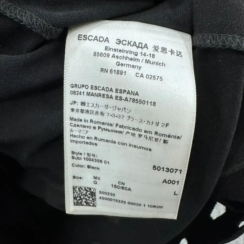 Escada Women's Large‎ Skirt Black Knee Length A-Line Diamond Cutouts Elastic